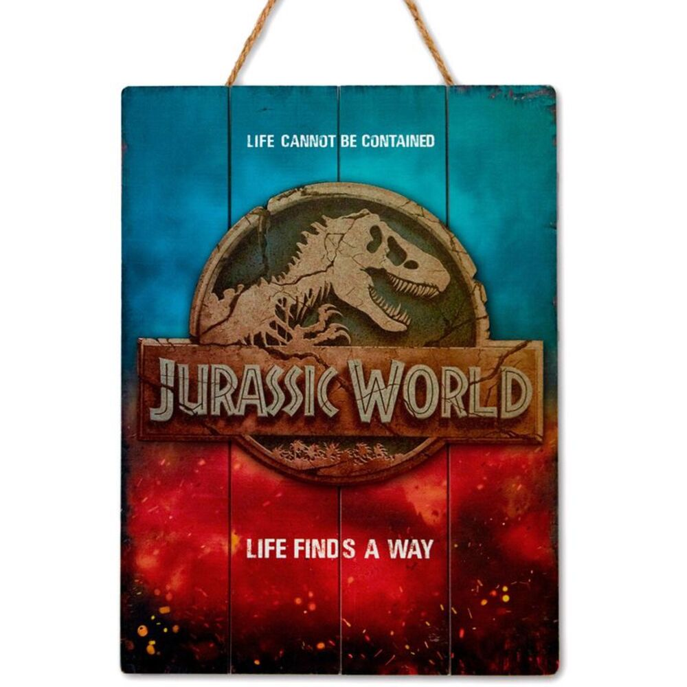 Jurrasic World - Woodart 3D - Life Finds a Way 12"x16" Hanging Sign